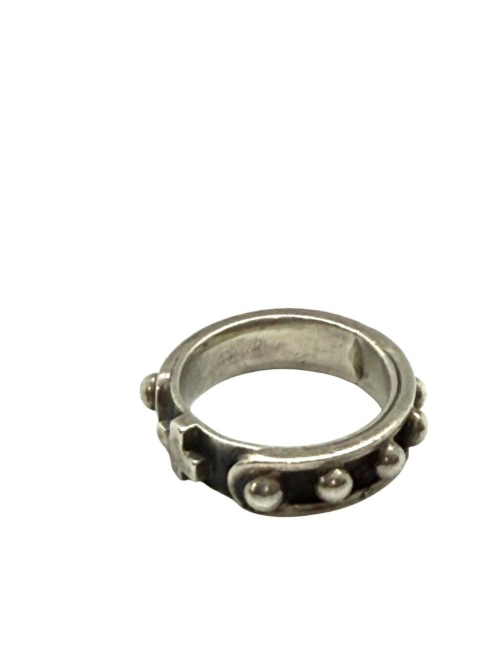Sterling Silver Cross Band Ring Oxidized Artisan Gothic Biker Unisex Size 7.5 - Picture 3 of 8
